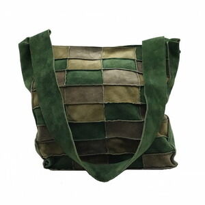 Chanel Mouton Shoulder Bag Patchwork Green Khaki